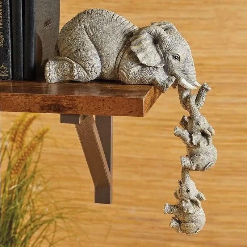 Estatueta Decorativa Elefante Família 3 Peças – Tradição e Elegância para Sua Decoração - Morada Serena