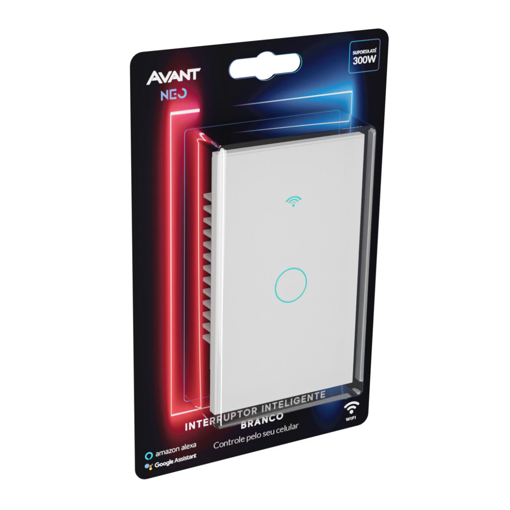 Interruptor Inteligente Touch Smart WiFi com 1, 2 ou 3 botões Branco Avant Neo