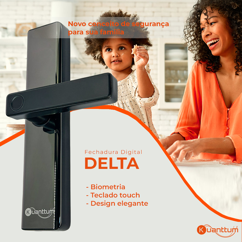 Fechadura Eletronica Digital Biometrica Senha Touch Cartão Tag Kuanttum Delta