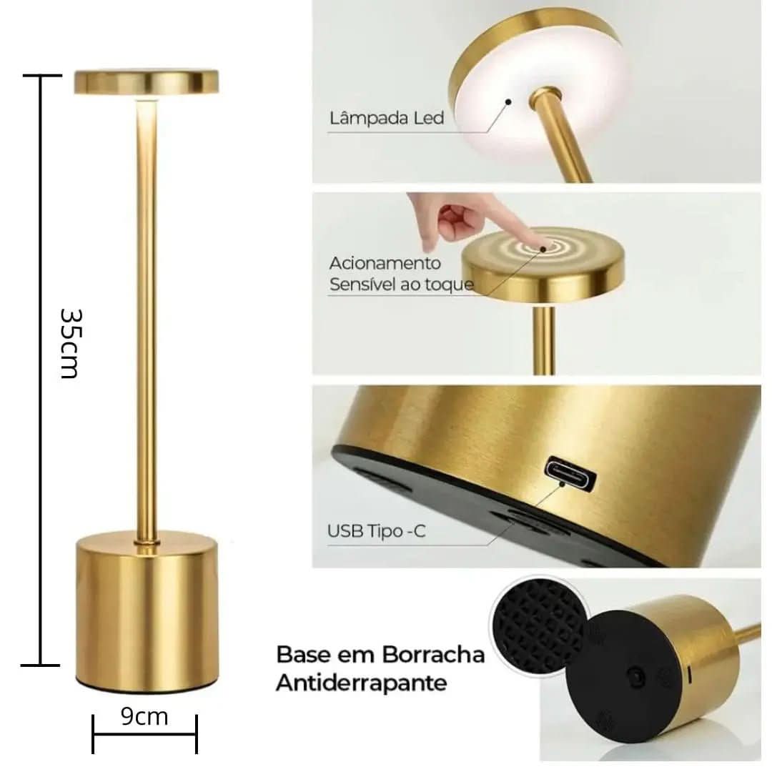 Luminária de Mesa Recarregável Sem fio Decorativa | Morada Serena - Morada Serena