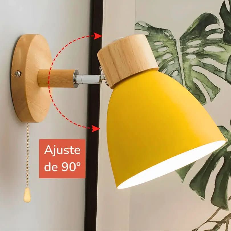 Arandela Articulada de Parede Interna Wooden – Estilo Escandinavo com Braço de Madeira - Morada Serena