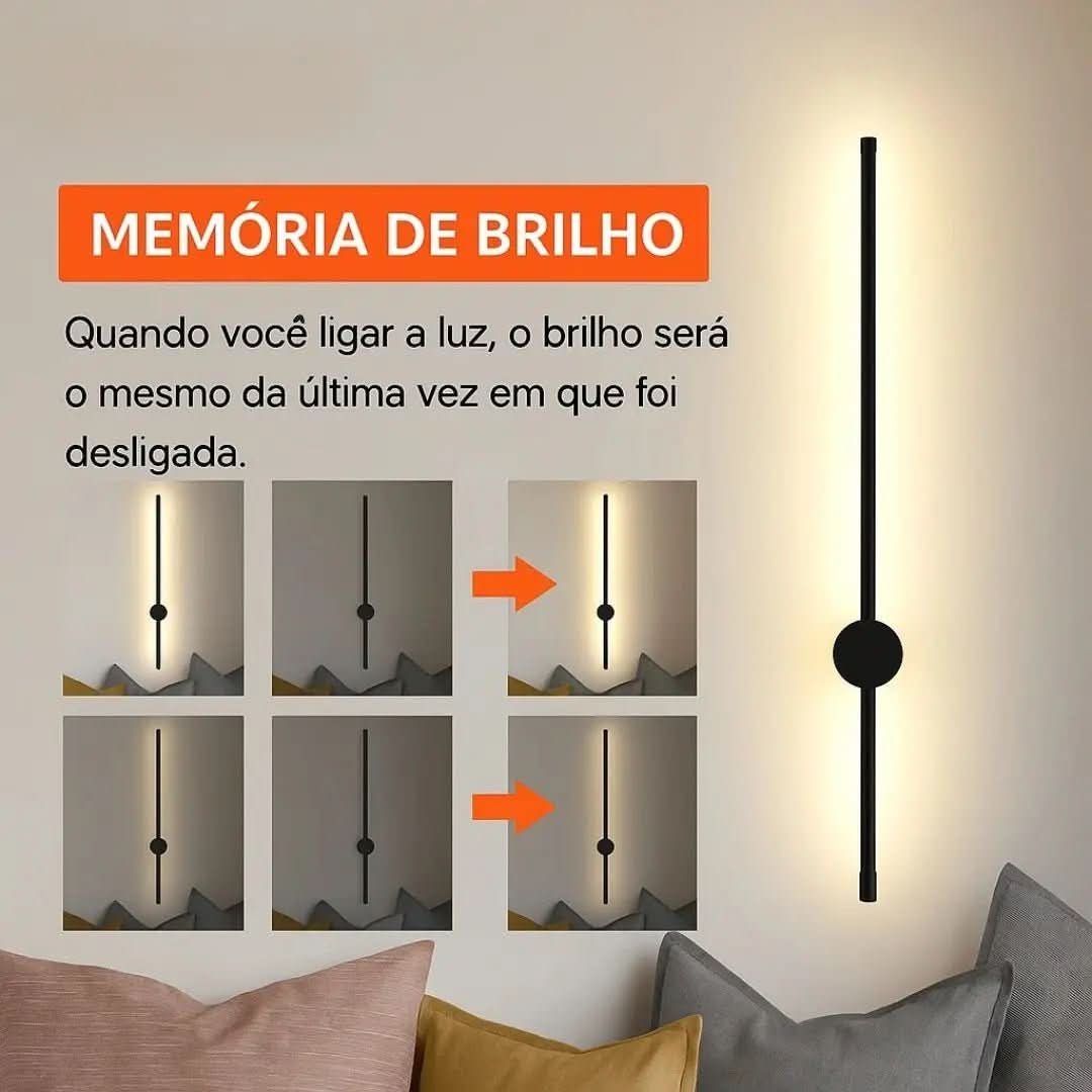 Arandela Linear de Parede Interna Ajustável – Iluminação Moderna com Design Minimalista - Morada Serena