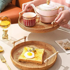 Bandeja Rattan Cantinho do Café Redonda | Morada Serena - Morada Serena