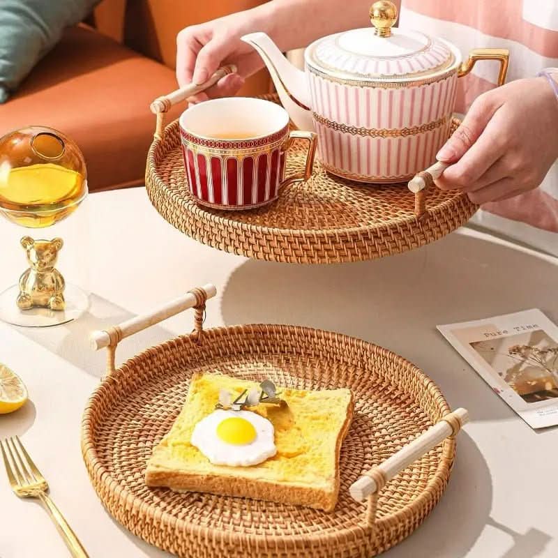 Bandeja Rattan Cantinho do Café Redonda | Morada Serena - Morada Serena