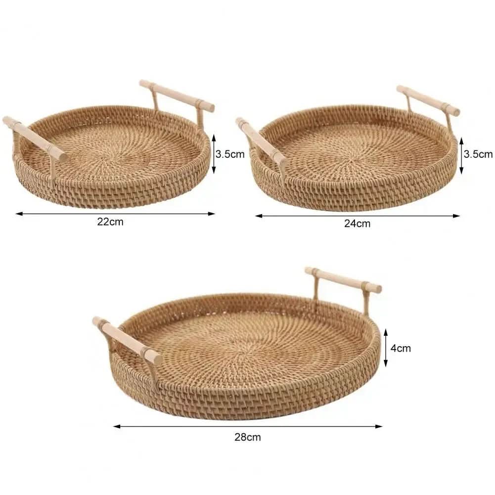Bandeja Rattan Cantinho do Café Redonda | Morada Serena - Morada Serena