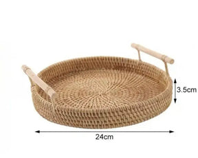 Bandeja Rattan Cantinho do Café Redonda | Morada Serena - Morada Serena