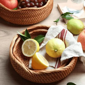 Bandeja Em Vime Redonda Decorativa Rattan | Morada Serena - Morada Serena