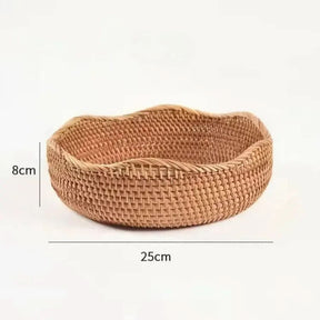 Bandeja Em Vime Redonda Decorativa Rattan | Morada Serena - Morada Serena