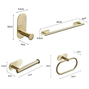 Conjunto acessórios para banheiro dourado Roma - 4 Peças Escovado - Morada Serena