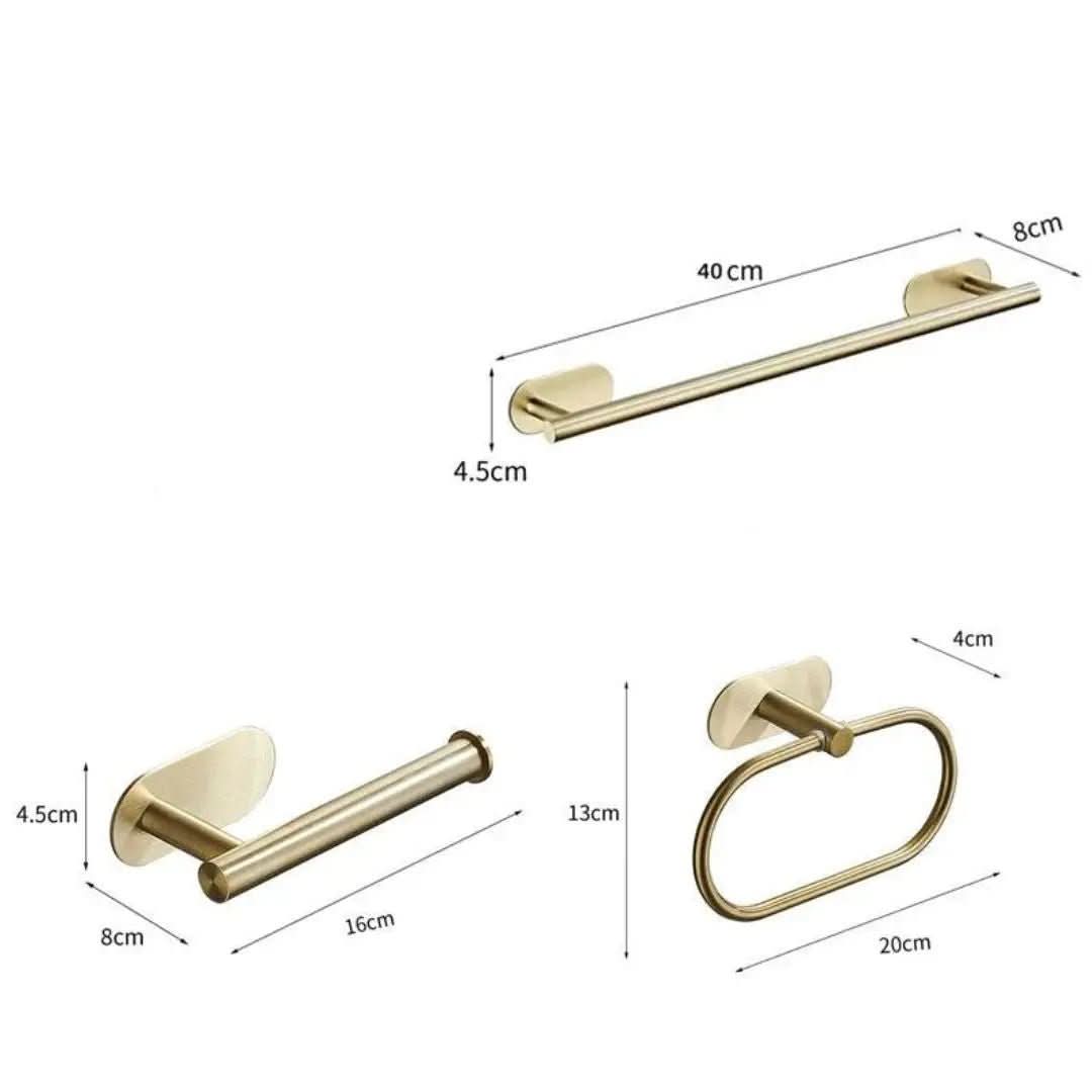 Conjunto acessórios para banheiro dourado Roma - 4 Peças Escovado - Morada Serena