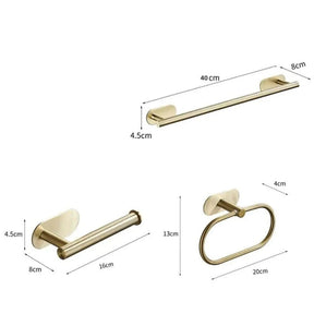 Conjunto acessórios para banheiro dourado Roma - 4 Peças Escovado - Morada Serena