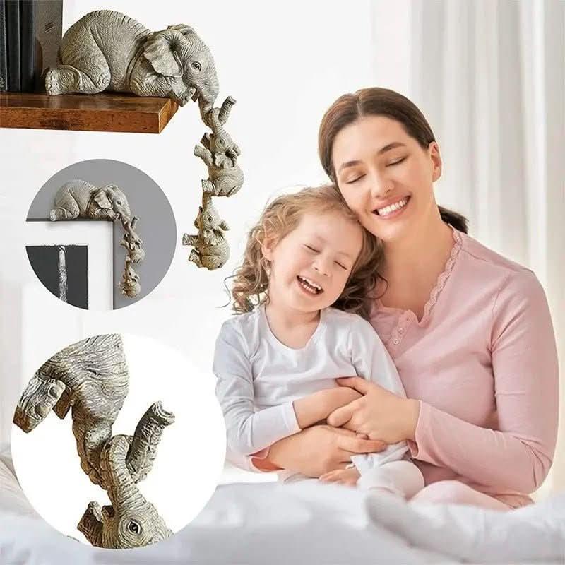 Estatueta Decorativa Elefante Família 3 Peças – Tradição e Elegância para Sua Decoração - Morada Serena
