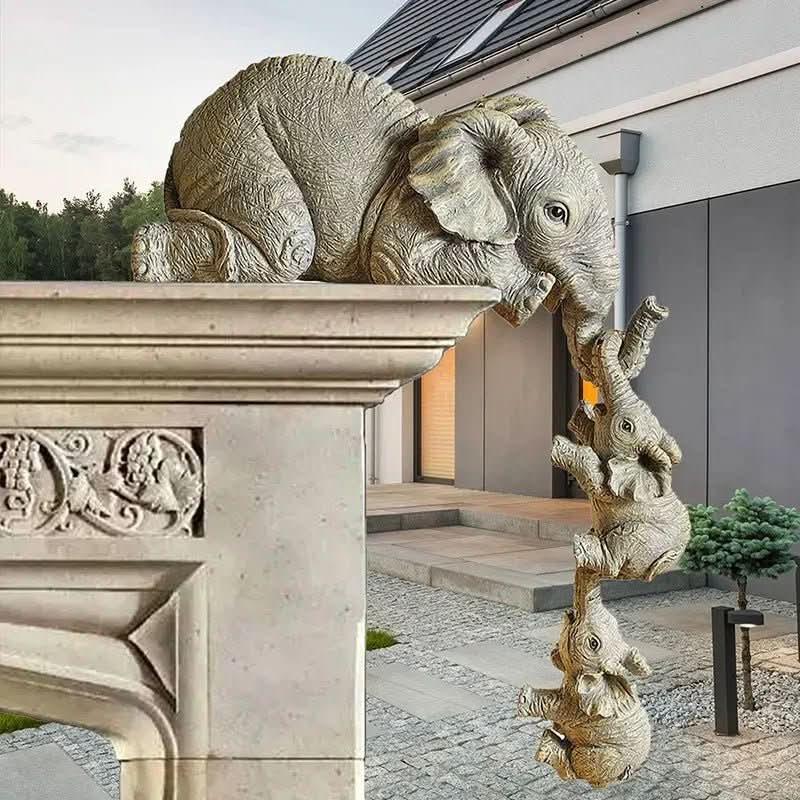 Estatueta Decorativa Elefante Família 3 Peças – Tradição e Elegância para Sua Decoração - Morada Serena