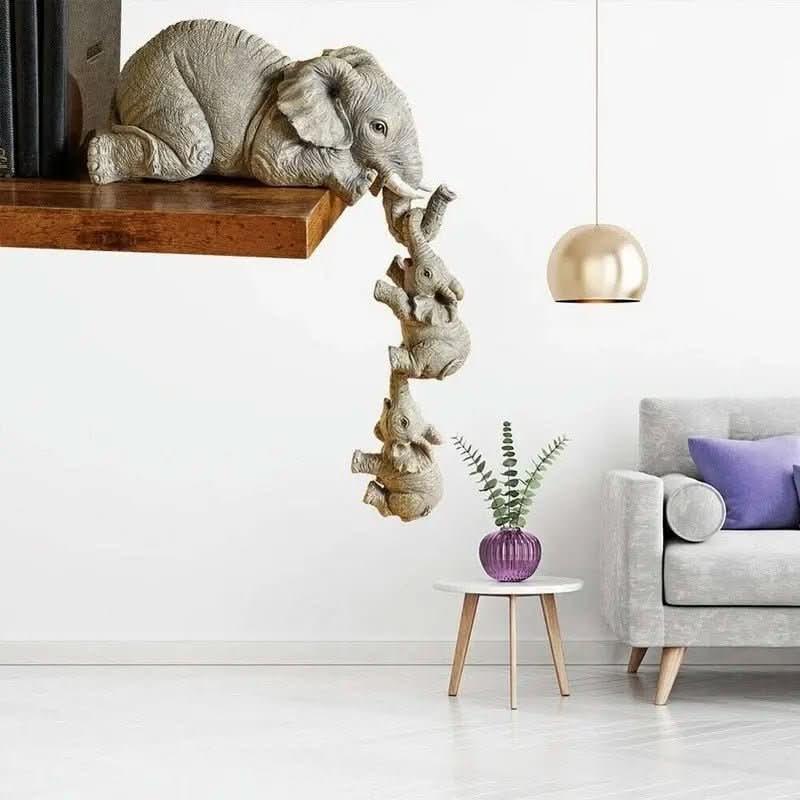 Estatueta Decorativa Elefante Família 3 Peças – Tradição e Elegância para Sua Decoração - Morada Serena