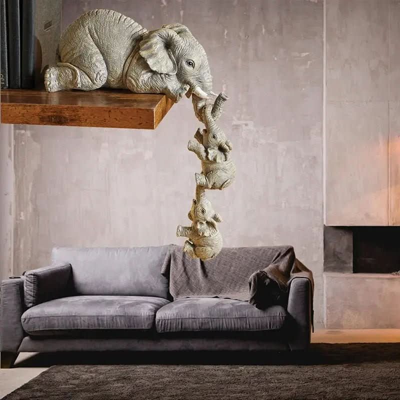 Estatueta Decorativa Elefante Família 3 Peças – Tradição e Elegância para Sua Decoração - Morada Serena