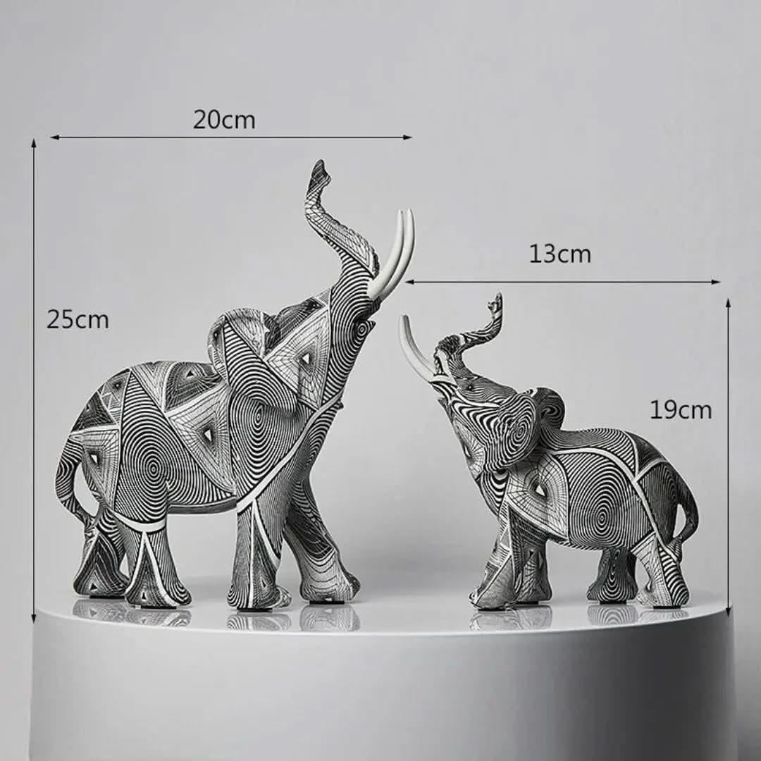 Estatuetas Elefantes Decorativos Abstratos - Morada Serena