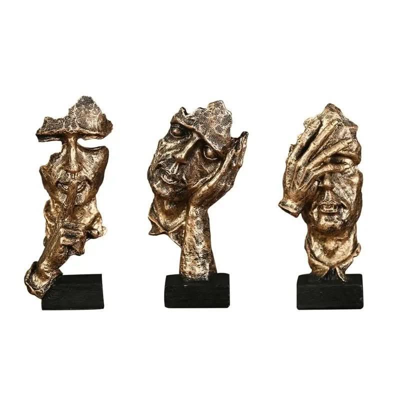 Estatuetas Decorativas Faces Abstratas 3 Peças – Arte Moderna para Sua Decoração - Morada Serena
