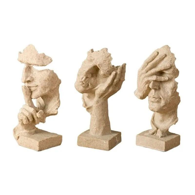 Estatuetas Decorativas Faces Abstratas 3 Peças – Arte Moderna para Sua Decoração - Morada Serena