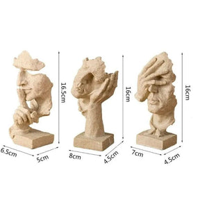 Estatuetas Decorativas Faces Abstratas 3 Peças – Arte Moderna para Sua Decoração - Morada Serena
