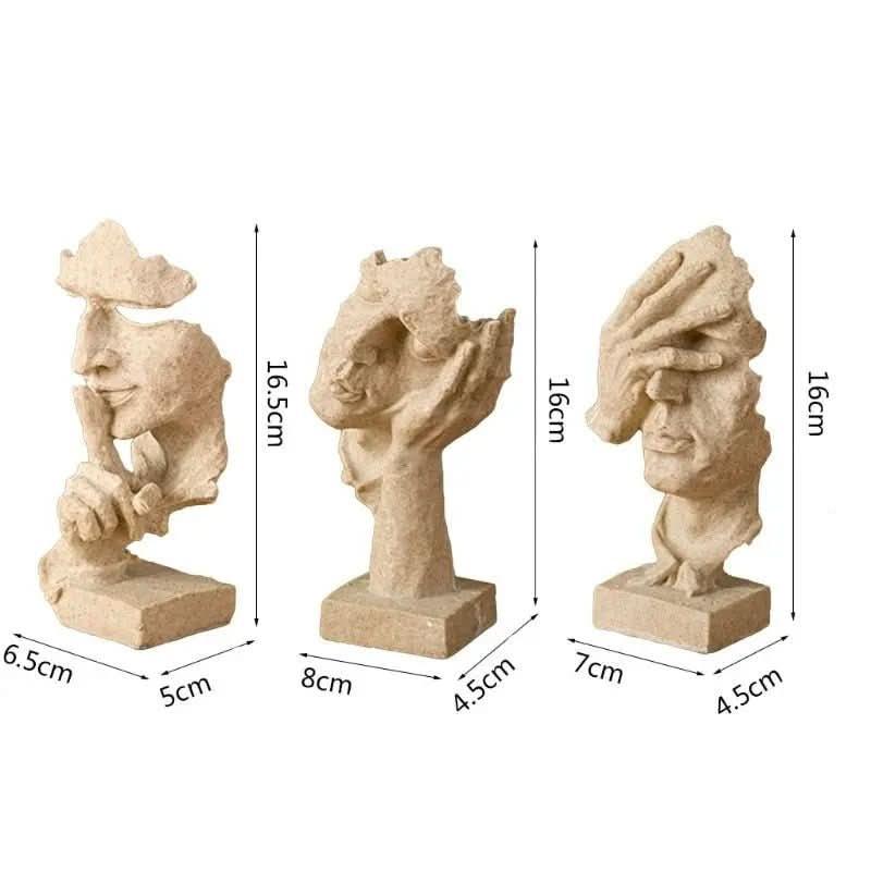 Estatuetas Decorativas Faces Abstratas 3 Peças – Arte Moderna para Sua Decoração - Morada Serena