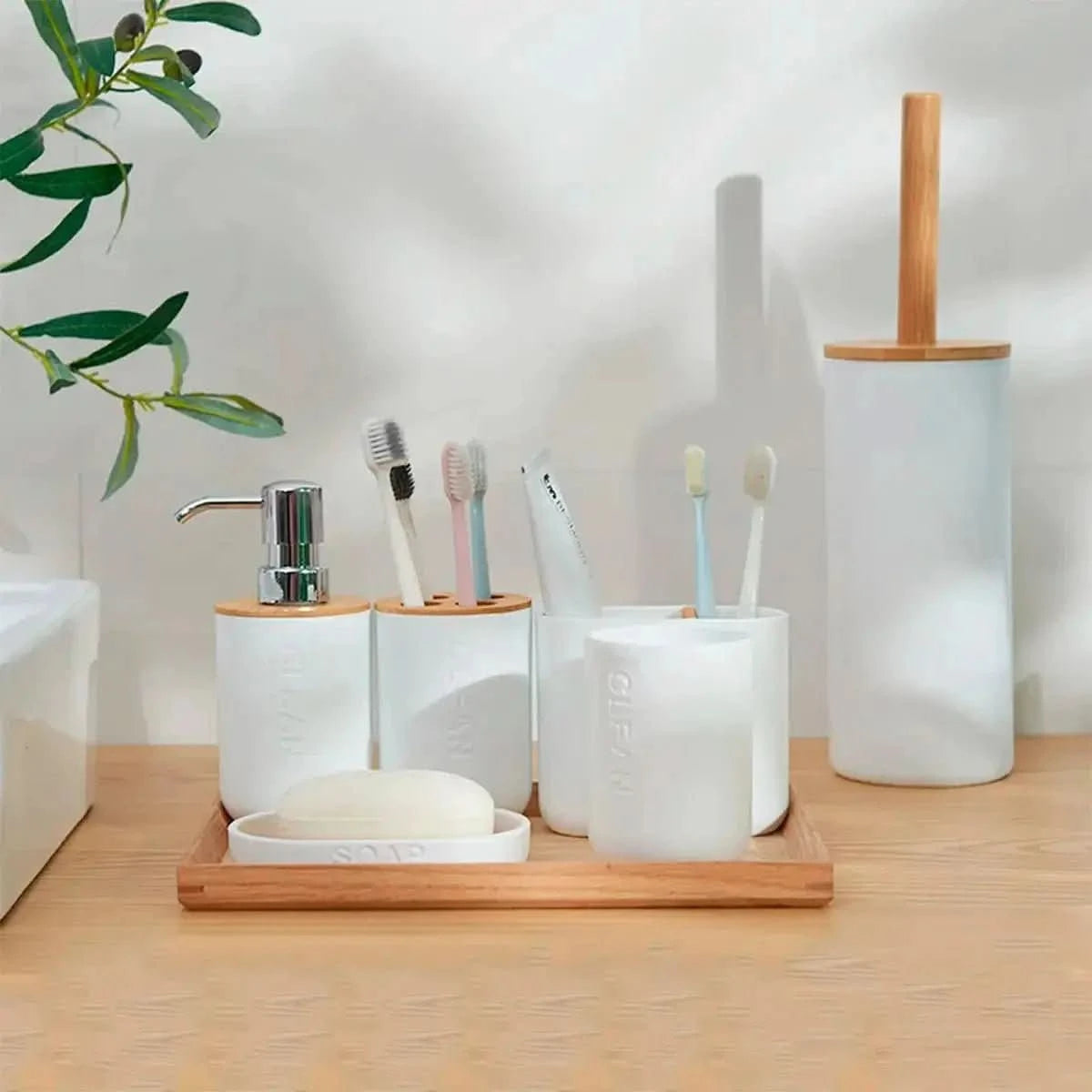 Kit Lavabo Completo Bambu Premium - Organize Seu Lavabo com Estilo e Sustentabilidade - Morada Serena