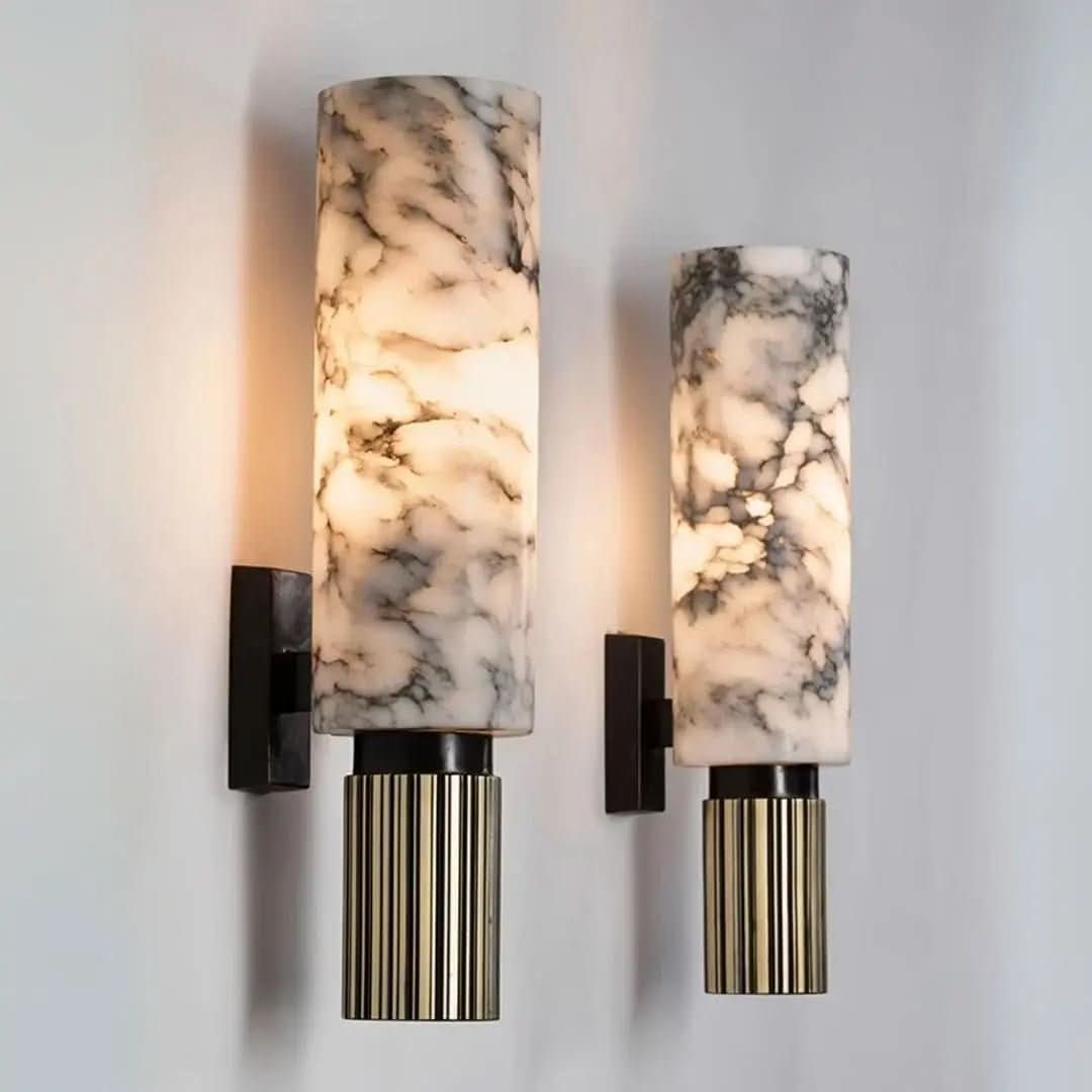 Luminária de Parede em Mármore Natural | Sofisticação e Iluminação de Qualidade para Seu Espaço - Morada Serena