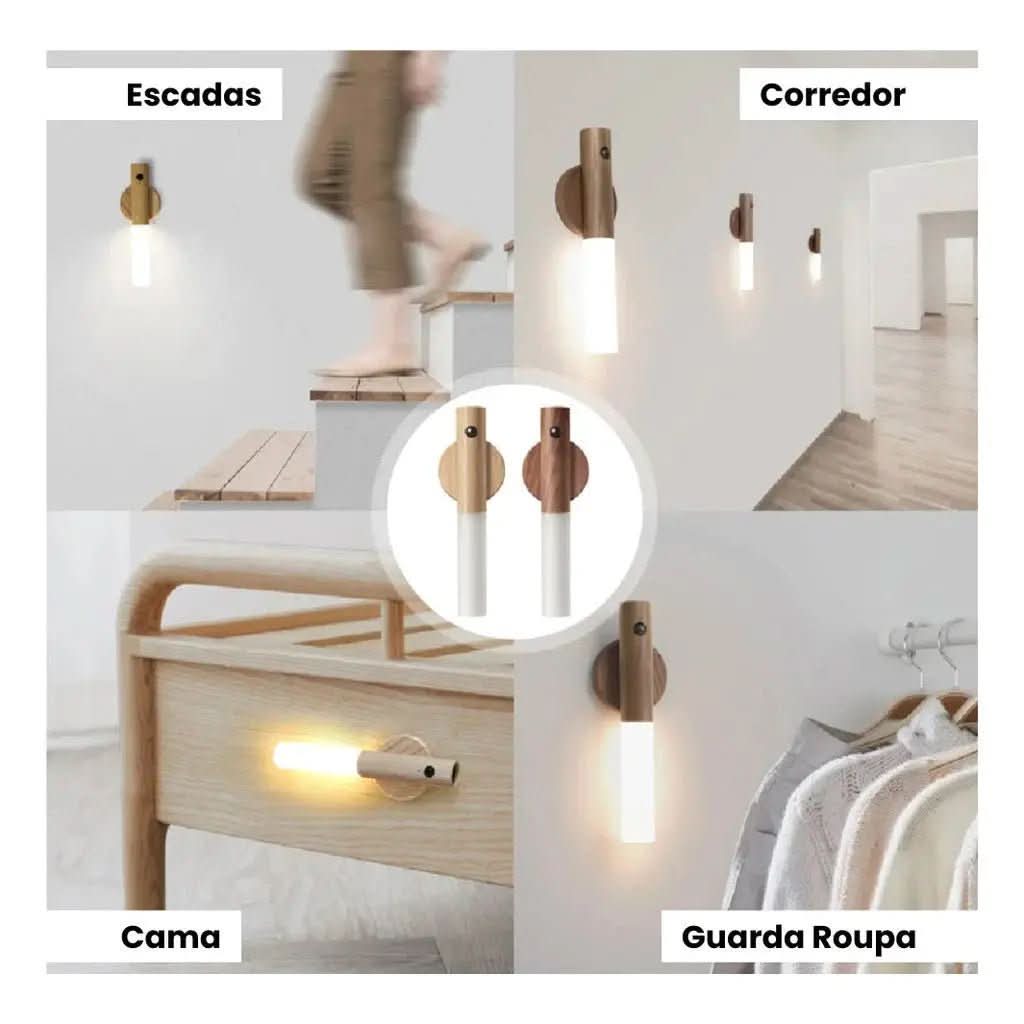 Luminária De Parede Sem Fio Luz Led Recarregável Com Sensor Movimento - Morada Serena