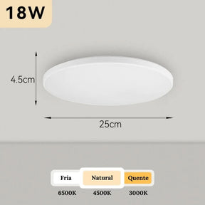 Luminária de Teto Plafon Led Sobrepor Decorativa Moderna Redonda - Morada Serena