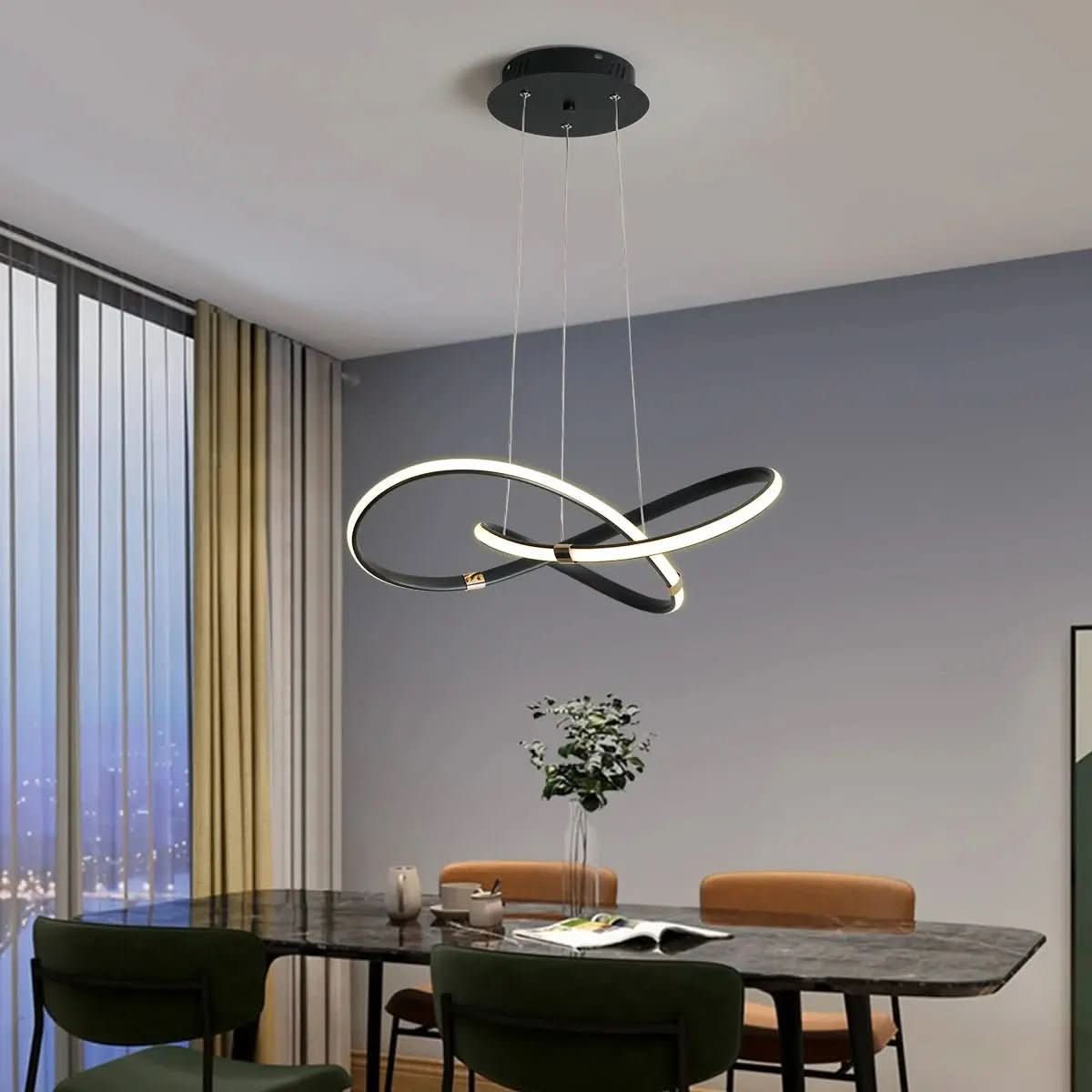 Lustre Circular Pendente Moderno Duplo em LED – Iluminação Sofisticada e Elegante - Morada Serena