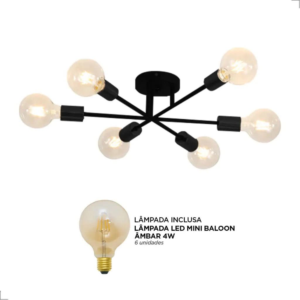 Lustre Para Sala Moderno Dourado 6 Lâmpadas | Morada Serena - Morada Serena