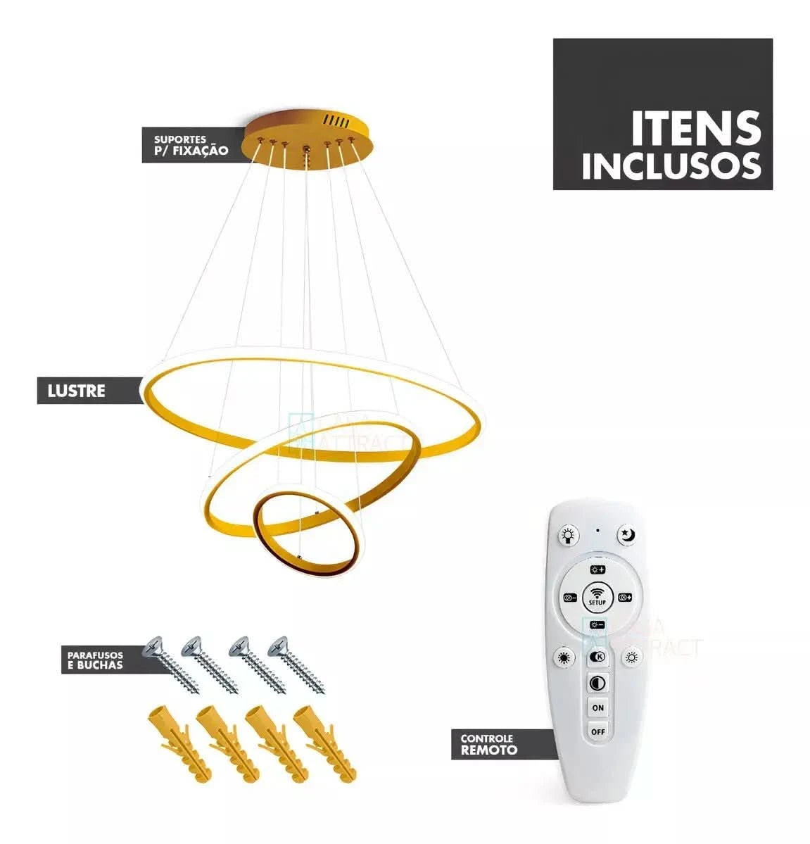 Lustre Pendente Circular Triplo em LED – Iluminação Moderna e Sofisticada - Morada Serena