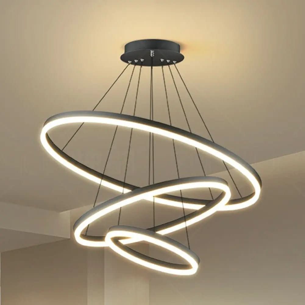 Lustre Pendente Circular Triplo em LED – Iluminação Moderna e Sofisticada - Morada Serena