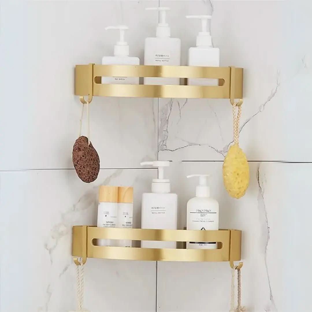 Prateleira de Canto para Banheiro Dourada – Organização e Elegância - Morada Serena