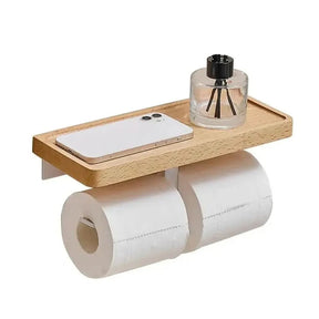 Suporte de Papel Higiênico Madeira Premium - Elegância e Durabilidade para Seu Banheiro - Morada Serena