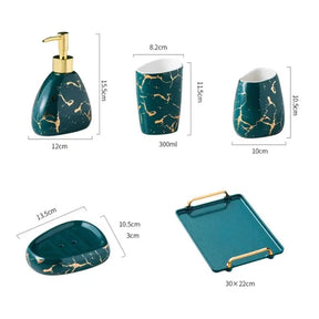 Acessórios Marmorizados Nórdicos para Banheiro - 03 Cores Elegantes para Sua Decoração - Morada Serena