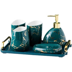 Acessórios Marmorizados Nórdicos para Banheiro - 03 Cores Elegantes para Sua Decoração - Morada Serena