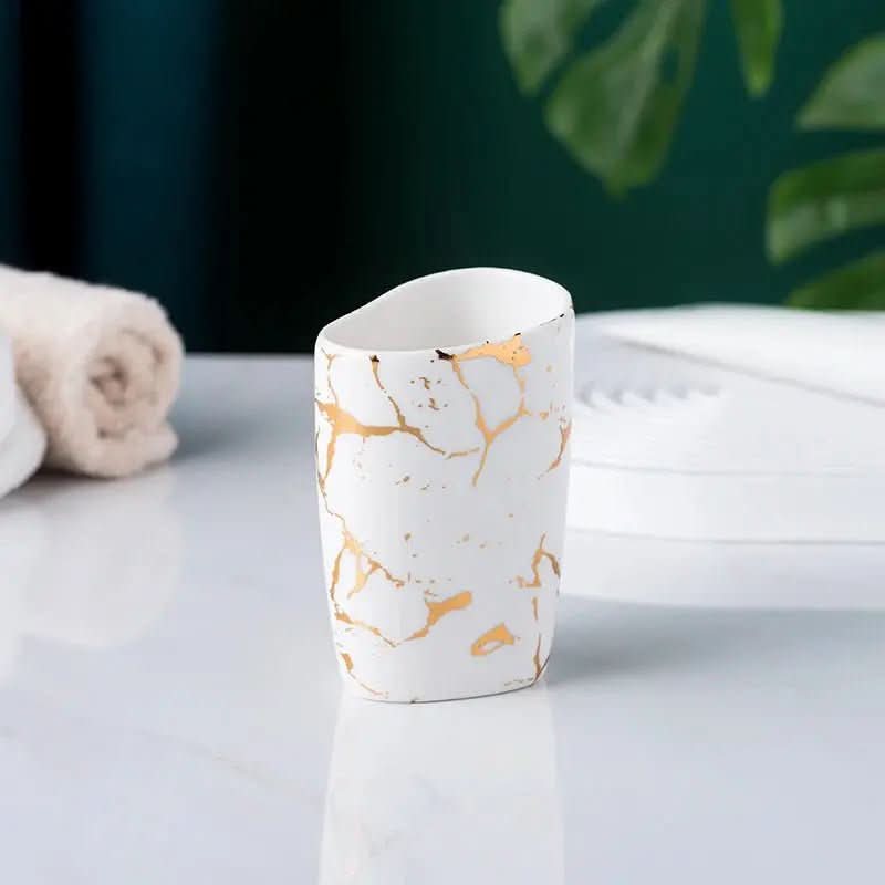 Acessórios Marmorizados Nórdicos para Banheiro - 03 Cores Elegantes para Sua Decoração - Morada Serena