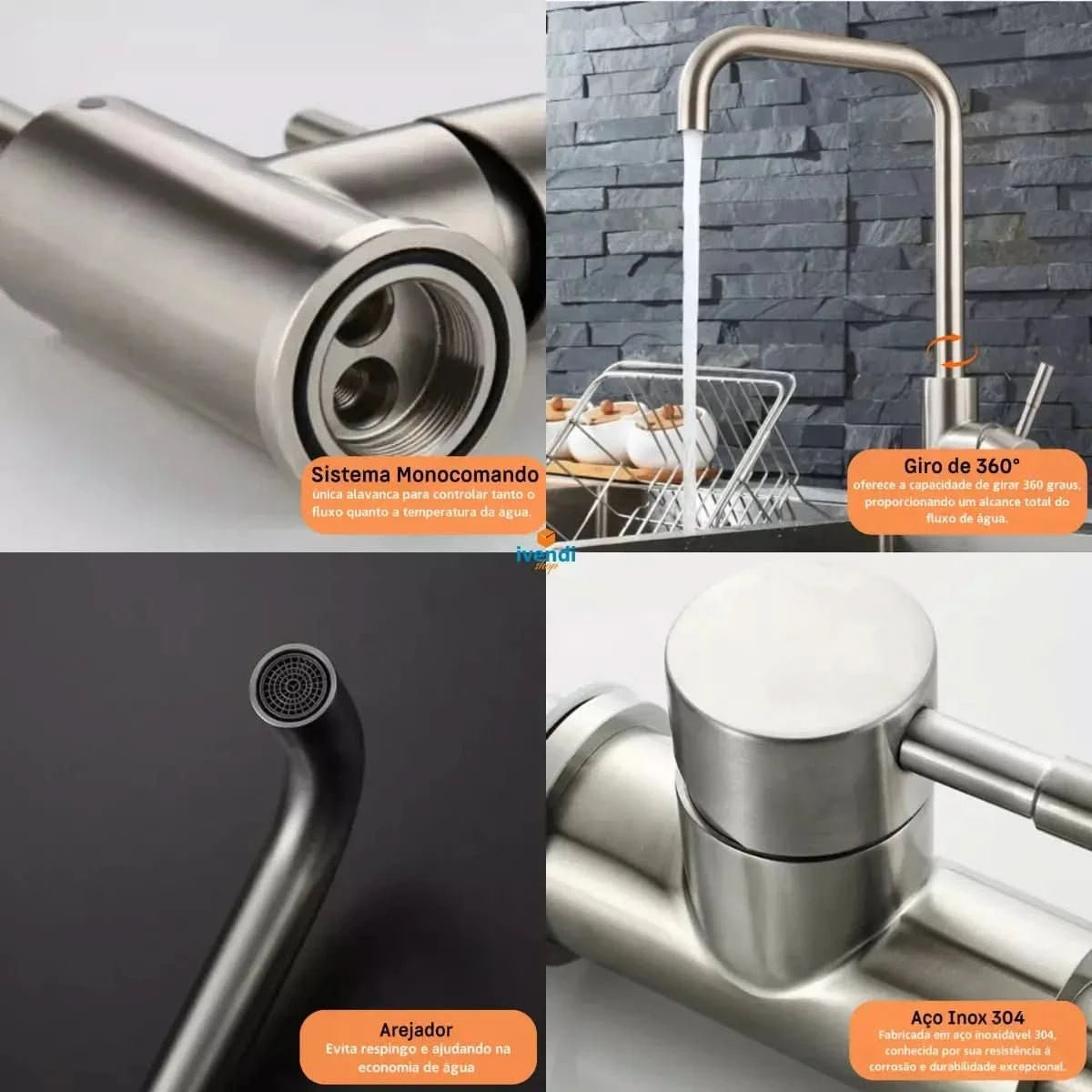 Torneira Monocomando Para Cozinha com Design Moderno e Alta Durabilidade - Morada Serena