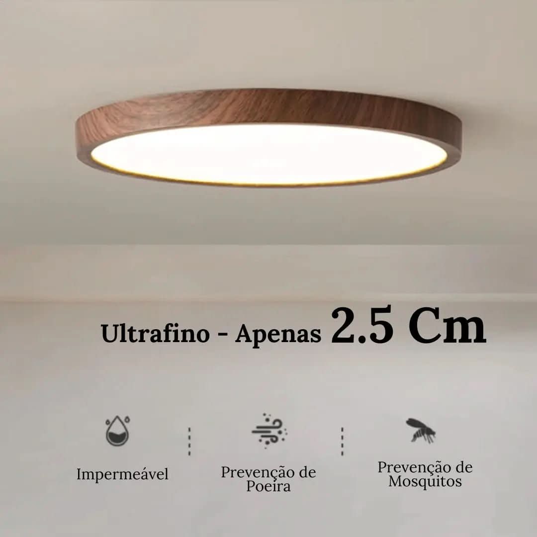 Plafon Led Sobrepor Redondo Wooden - Morada Serena