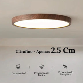 Plafon Led Sobrepor Redondo Wooden - Morada Serena