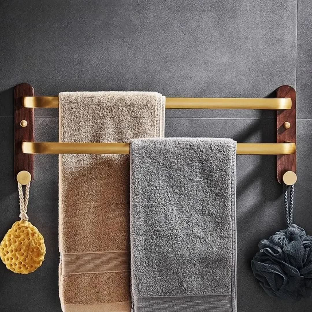 Porta Toalha para Banheiro Duplo e Triplo Madeira Maciça - Praticidade e Durabilidade para Seu Banheiro - Morada Serena