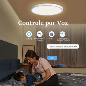 Luminária de Teto Plafon LED Redondo Inteligente - Compatível com Alexa e Google Home - Morada Serena