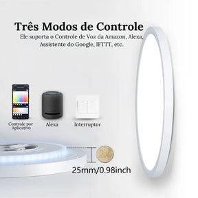 Luminária de Teto Plafon LED Redondo Inteligente - Compatível com Alexa e Google Home - Morada Serena