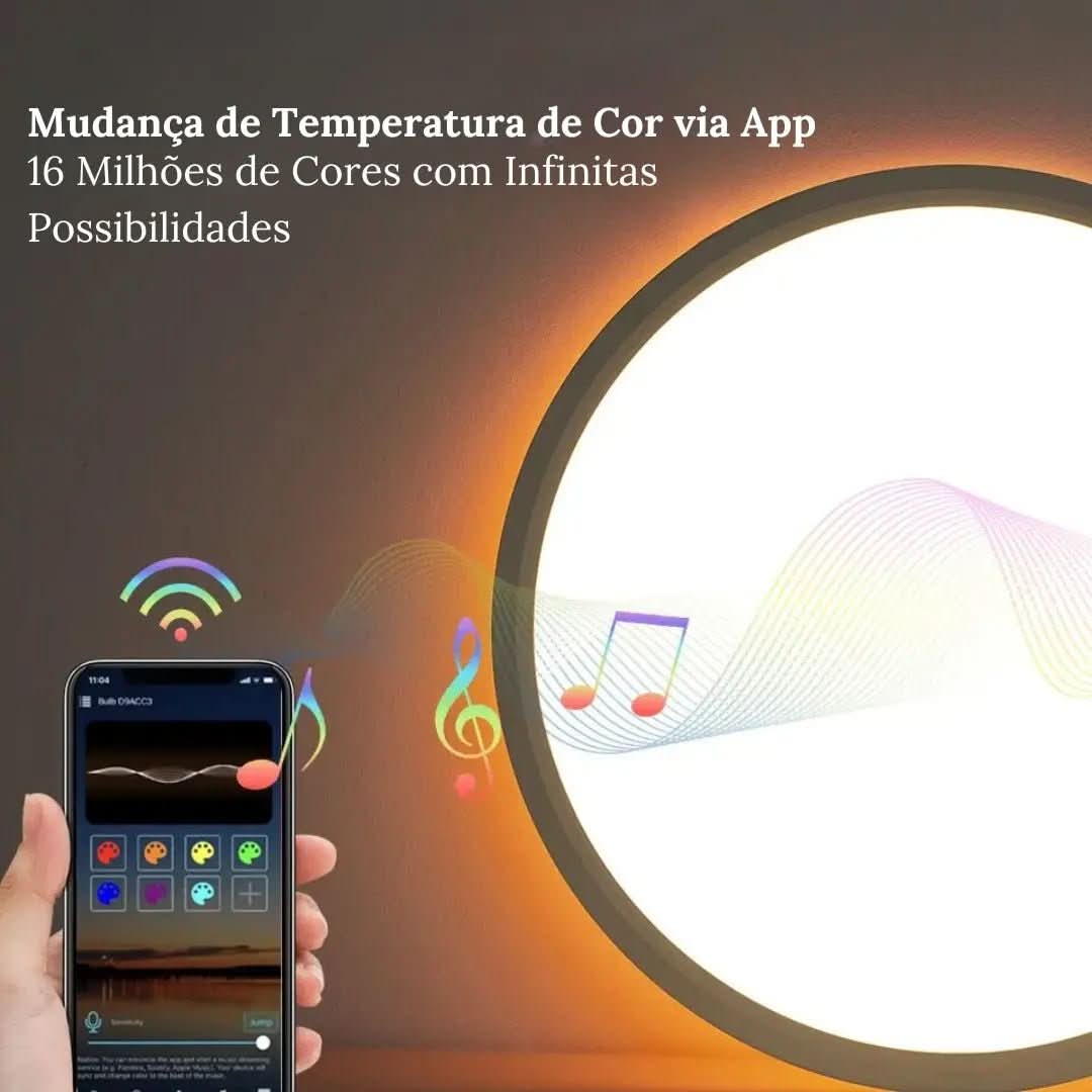 Luminária de Teto Plafon LED Redondo Inteligente - Compatível com Alexa e Google Home - Morada Serena