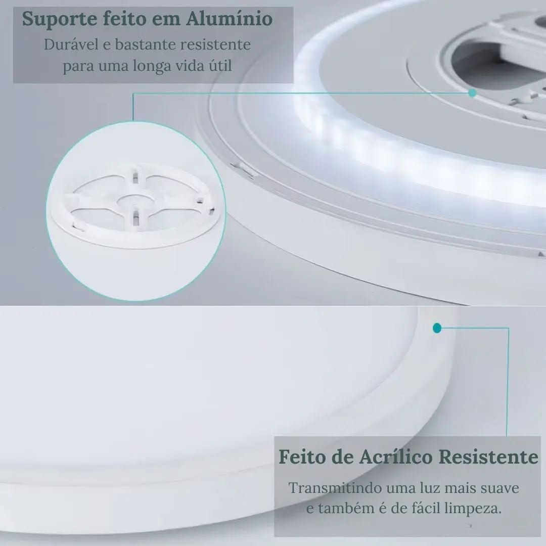 Luminária de Teto Plafon LED Redondo Inteligente - Compatível com Alexa e Google Home - Morada Serena