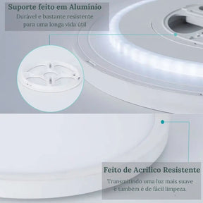 Luminária de Teto Plafon LED Redondo Inteligente - Compatível com Alexa e Google Home - Morada Serena