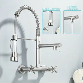 Torneira de Parede para Cozinha Gourmet Modelo Aura - Morada Serena