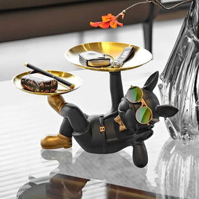 BullDog Mordomo Decorativo com Bandeja Dupla – Estilo e Praticidade - Morada Serena