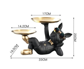 BullDog Mordomo Decorativo com Bandeja Dupla – Estilo e Praticidade - Morada Serena