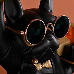 Escultura Bulldog Francês Mordomo KungFu com Bandeja Dupla - Estilo e Praticidade - Morada Serena